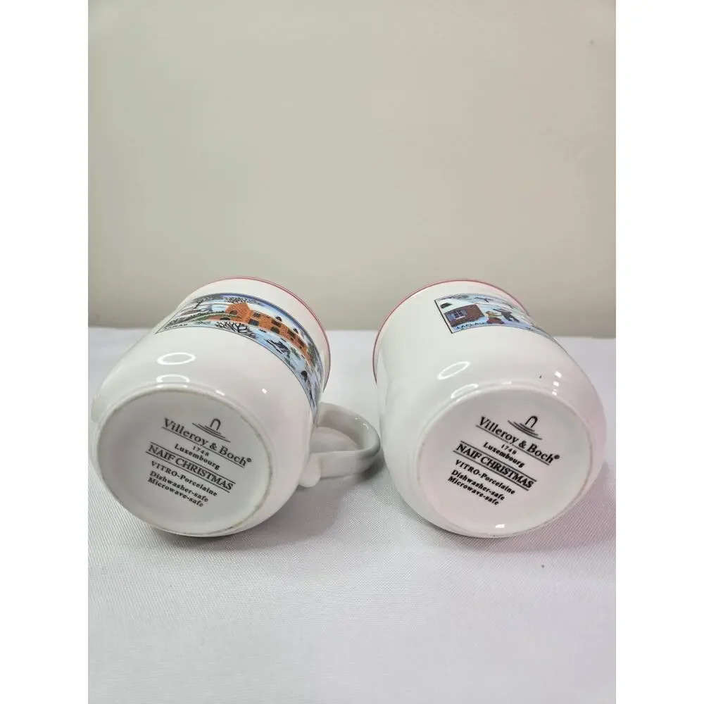 Villeroy and Boch Naif Christmas Cups Set of 2 Luxembourg Vitro Porcelain